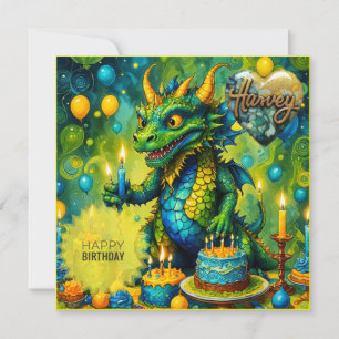 HARVEY ~ Verjaardag Kaart ~ Dinosaurus ~ Groen ~