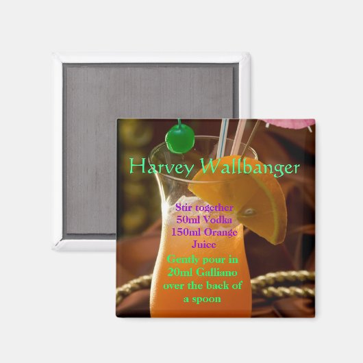 Harvey Wallbanger Cocktail Magnet (Voorkant / Achterkant)