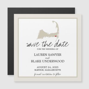 Harwich Cape Cod Bruiloft Save the Date Magnetische Uitnodiging