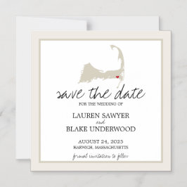 Harwich Cape Cod Bruiloft Save the Date Magnetische Uitnodiging