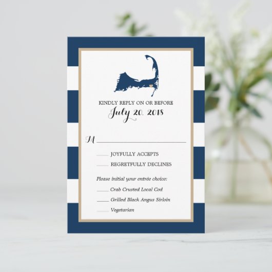 Harwich Cape Cod met hart | Bruiloft RSVP menu (Staand voorkant)