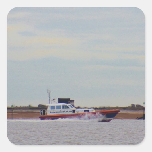 Harwich Haven loodsboot Vierkante Sticker (Voorkant)