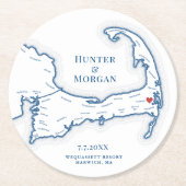 Harwich MA Wequassett Resort Cape Cod Bruiloft Ronde Kartonnen Onderzetter (Voorkant)