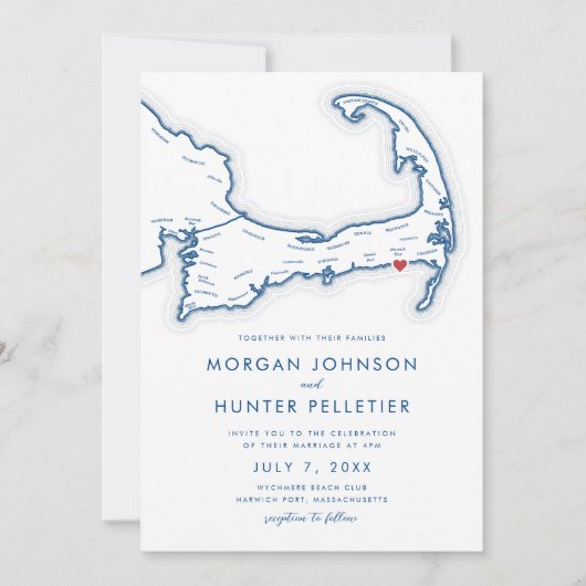 Harwich Port Cape Cod Navy Blauw Minimalistische b Kaart (Voorkant)