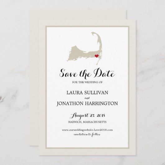 Harwich Wequassett Cape Cod. | Weddenschap Save The Date (Voorkant / Achterkant)