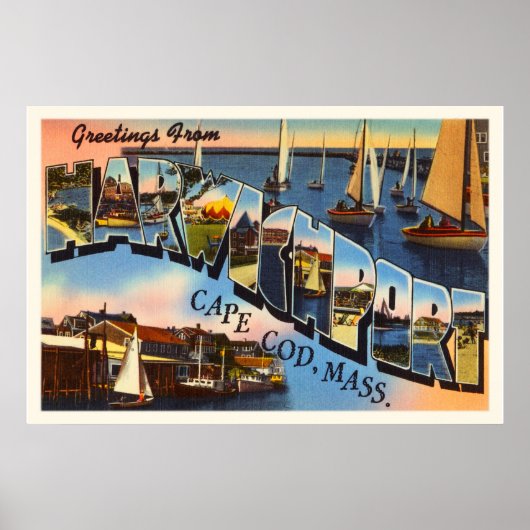 Harwichport Cape Cod Massachusetts MA Old Travel Poster (Voorkant)