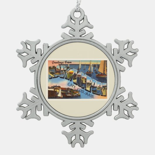 Harwichport Cape Cod Massachusetts MA Old Travel Tin Sneeuwvlok Ornament (Voorkant)