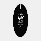 Has too many tabs open funny metalen ornament (Voorkant links)