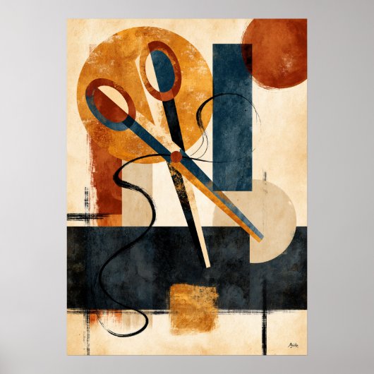 Hasami Thread Rhythm Japanse Geometrische Schaar A Poster (Voorkant)