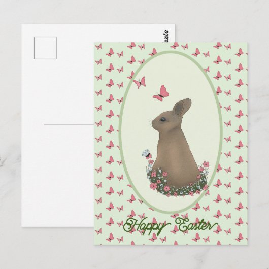 Hase auf der Wiese Postkarte Briefkaart (Voorkant / Achterkant)