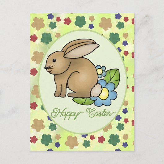 Hase mit Blumen  postkarte Briefkaart (Voorkant)