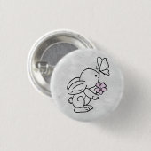 Hase mit Schmetterling Ronde Button 3,2 Cm (Voorkant /achterkant)