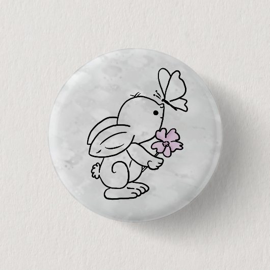 Hase mit Schmetterling Ronde Button 3,2 Cm (Voorkant)