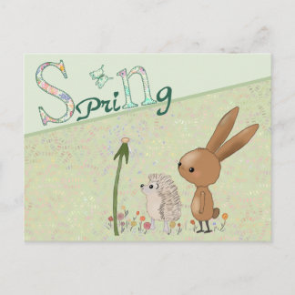 Hase und Igel im Frühling Briefkaart