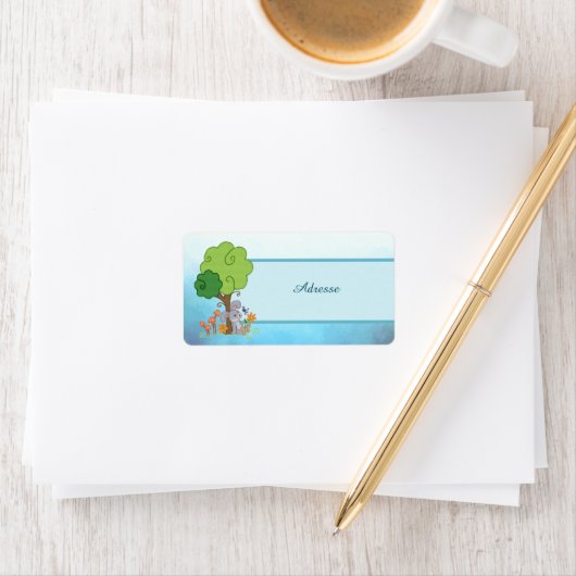 Hase unterm Baum Adressaufkleber Etiket (Insitu)