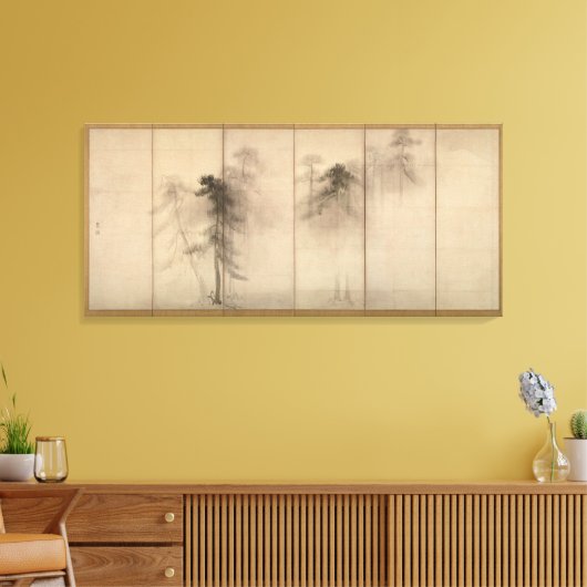 Hasegawa Tohaku Pine Trees 16e gras Japans Canvas Afdruk (Insitu (Woonkamer))