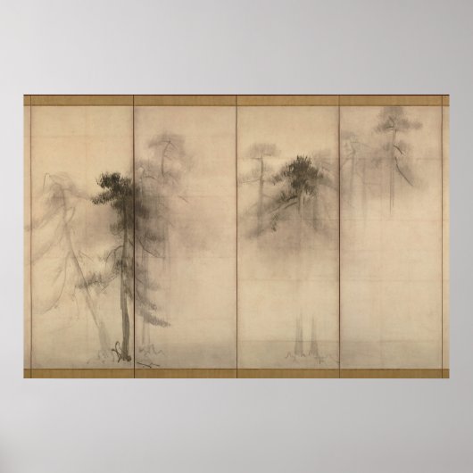 Hasegawa Tohaku Pine Trees 16e gras Japans Poster (Voorkant)