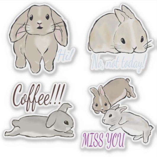 Hasen mit Text Sammlung  Sticker (Voorkant)