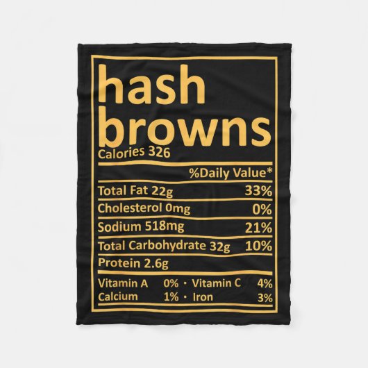 Hash Browns Nutrition Thanksgiving Food Facts Xmas Fleece Deken (Voorkant)