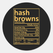 Hash Browns Nutrition Thanksgiving Food Facts Xmas Ronde Sticker (Voorkant)