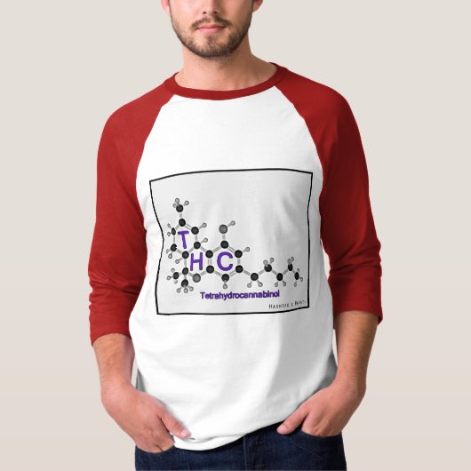 #HASH Collectie Tetrahydrocannabinol THC Raglan T-shirt (Voorkant)