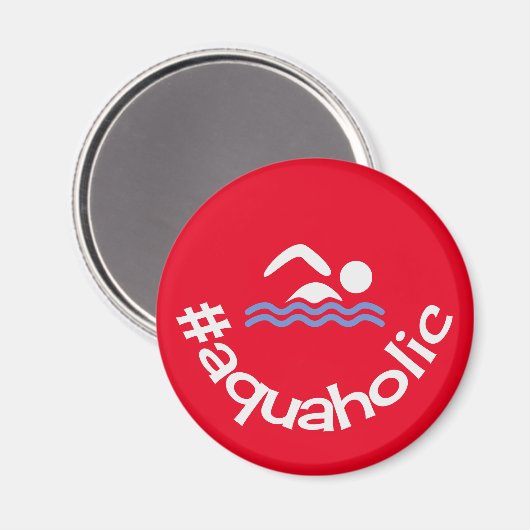 Hashtag aquaholic leuke rode zwemmers magneet (Voorkant / Achterkant)