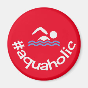Hashtag aquaholic leuke rode zwemmers magneet