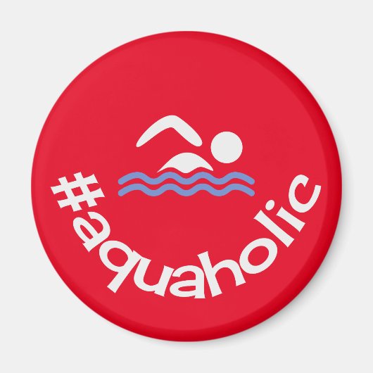 Hashtag aquaholic leuke rode zwemmers magneet (Voorkant)