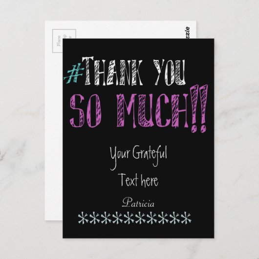 Hashtag Bedankt schoolbord Briefkaart (Voorkant / Achterkant)