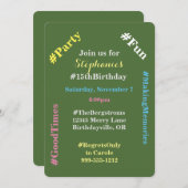 Hashtag Birthday Party Invitations Kaart (Voorkant / Achterkant)