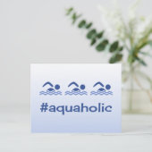 Hashtag blauwe zwemmers leuk aquaholic briefkaart (Staand voorkant)