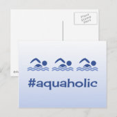 Hashtag blauwe zwemmers leuk aquaholic briefkaart (Voorkant / Achterkant)