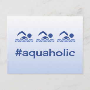 Hashtag blauwe zwemmers leuk aquaholic briefkaart