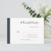 Hashtag Blue Stripes Gold White Blush Weddenschap  Kaart (Staand voorkant)