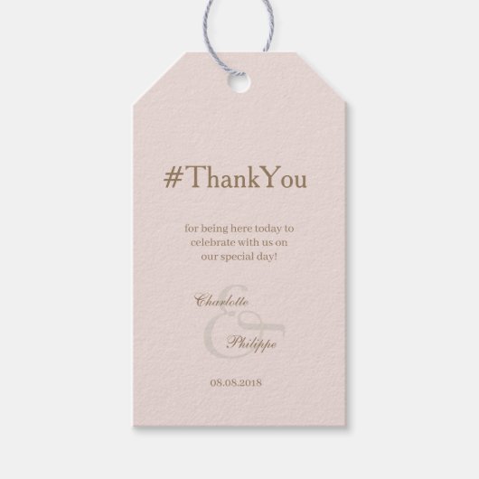 Hashtag Blush Ampersand Wedding Bedankt Gift Label Cadeaulabel (Voorkant)