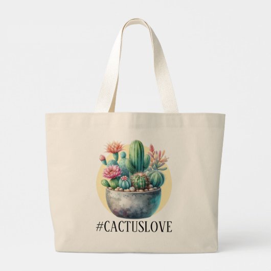 Hashtag Cactuslove Grote Tote Bag (Achterkant)