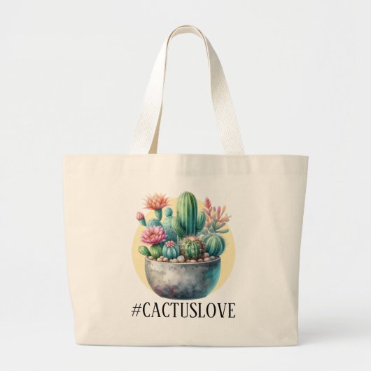 Hashtag Cactuslove Grote Tote Bag (Voorkant)