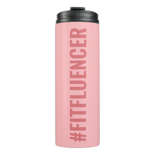 Hashtag Fitfluencer Zachte Roze Moderne Slogan Thermosbeker