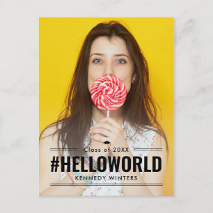 Hashtag Fun Editable Color Afstuderen Briefkaart