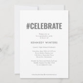 Hashtag Fun Editable Color Afstuderen Invitation Kaart (Achterkant)