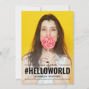 Hashtag Fun Editable Color Afstuderen Invitation Kaart