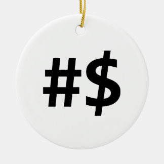 hashtag - geld keramisch ornament