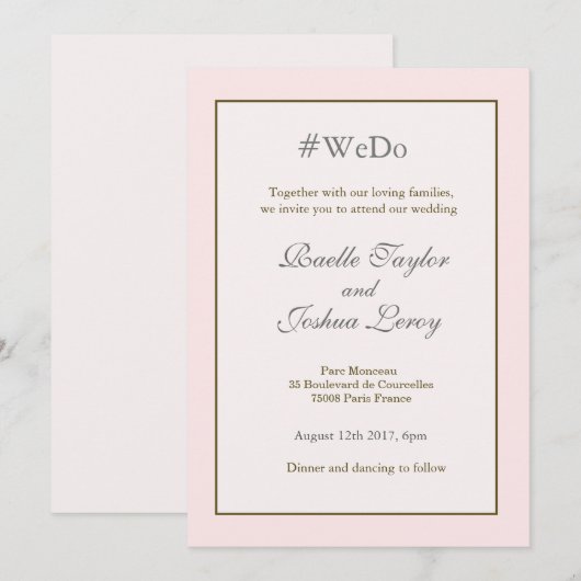 Hashtag gepersonaliseerd zoete roze goudgrijze bru kaart (Voorkant / Achterkant)