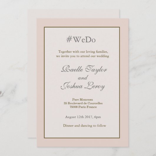 Hashtag gepersonaliseerde blush perzik goud grijs  kaart (Voorkant / Achterkant)