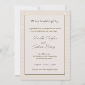 Hashtag gepersonaliseerde gouden strepen bruiloft kaart (Voorkant)