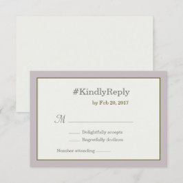 Hashtag gepersonaliseerde roze gouden trouw-rsvp kaart