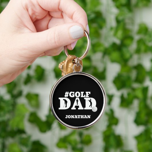 Hashtag Golf Dad Aangepaste naam Sleutelhanger (Hand)