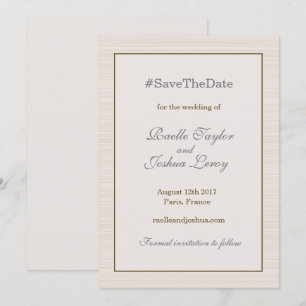 Hashtag goud grijs ivoor save the date aankondigin kaart