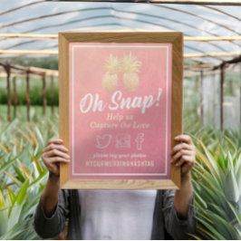 Hashtag gouden anananappel voor bruiloft poster