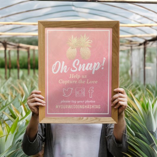 Hashtag  gouden anananappel voor bruiloft poster